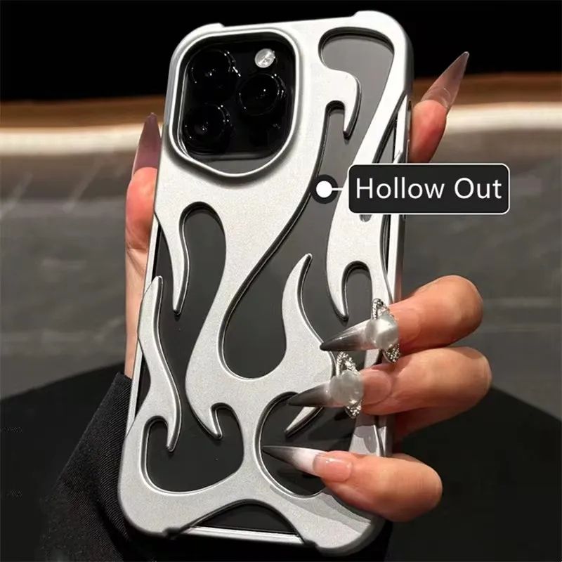 Futrola Hollow Fire Flame 13 12 11 s odvodnjom topline za iPhone 15 14 Pro Max 16 Plus, stražnja maska_voghion.com