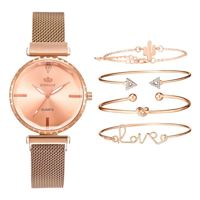 Women's Watches Bracelet Watch Set Five-piece Alloy Watch Band Magnet Buckle Watch Combination Quartz Watch_voghion.com