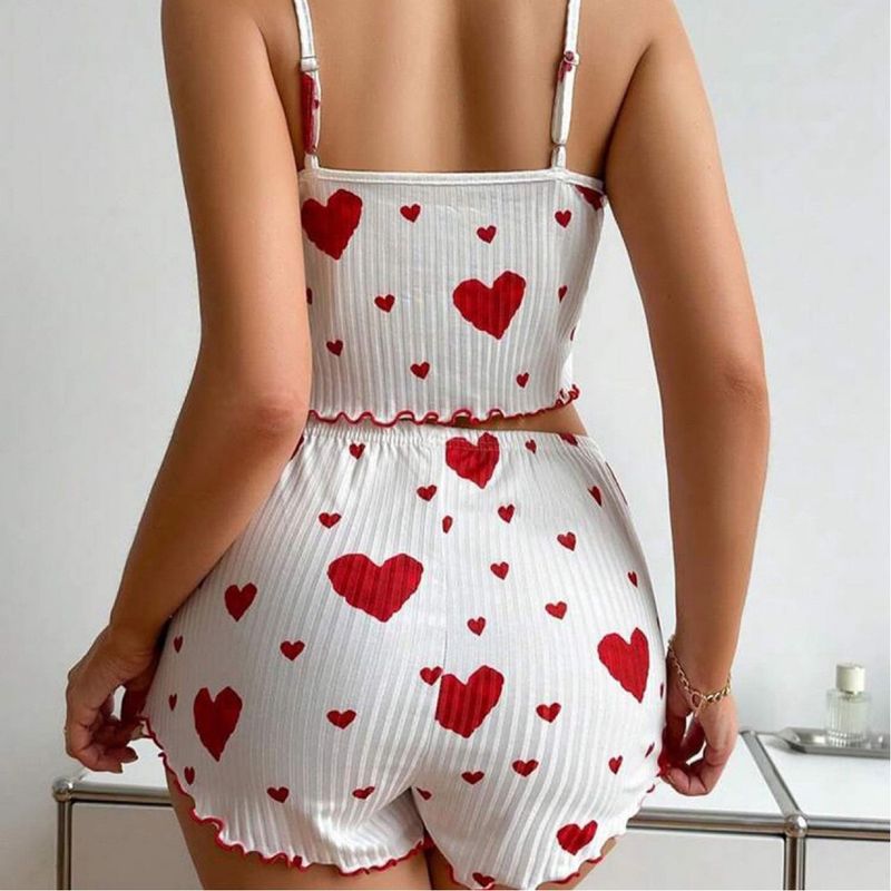 Damen Nachtwäsche Sommer Ärmellos Hosenträger Pit Streifen Girl Love Printing Pure Desire Pyjamas_voghion.com