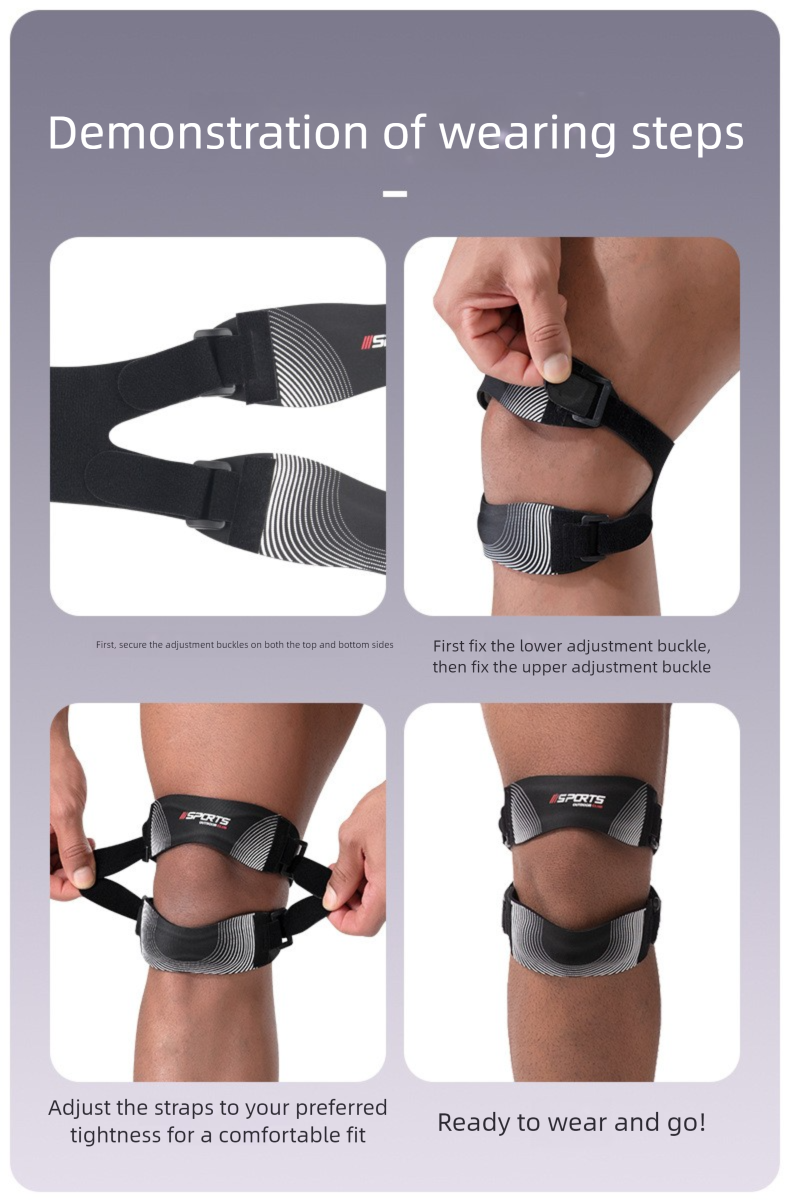 Sports Silicone Patella Strap Basketball Compression Brace Meniscus Running Hiking Cycling Shock Absorption Knee Support_voghion.com