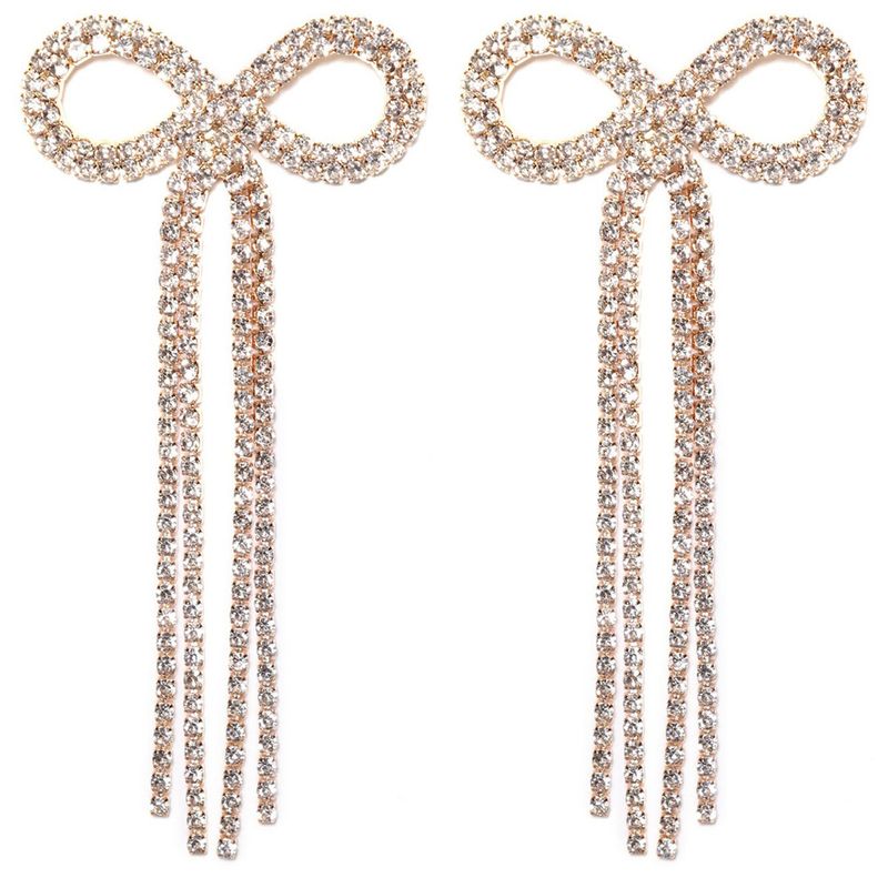 Nuovi orecchini lunghi geometrici alla moda e versatili, fiocco di strass, orecchini con gancio curvo_voghion.com
