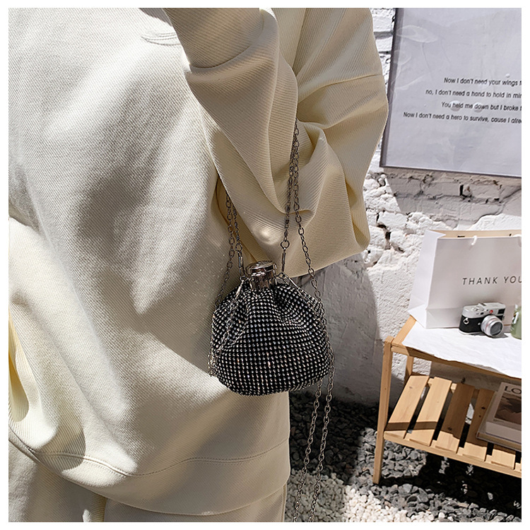 Women's bag coin purse Internet celebrity handmade European and American wine bottle bag aluminum flake clutch bag ladies bag wine bottle dinner bag_voghion.com