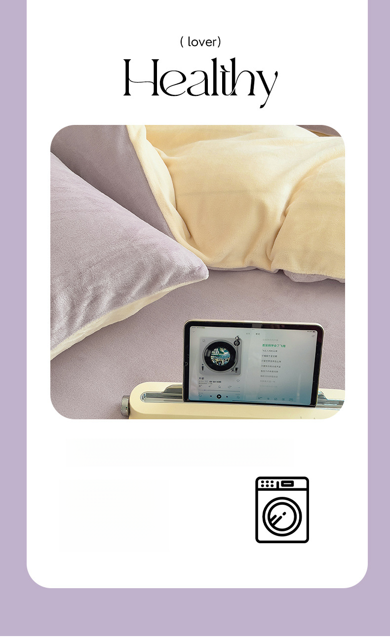 Parure de lit automne-hiver en velours de lait, quatre pièces, housse de couette épaisse en polaire corail double face, une seule pièce_voghion.com