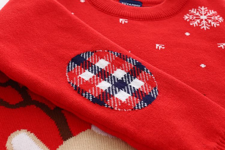Vêtements d'automne/hiver pour enfants, pull de noël en Jacquard, flocon de neige, fauve, en Double coton, pour garçons et filles_voghion.com