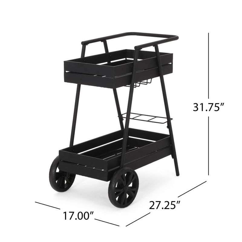 CREASION Mobile Bar Cart Iron Frame Rolling Serving Cart Home Bar Furniture With Storage Shelf For Wine Glasses Bottles_voghion.com