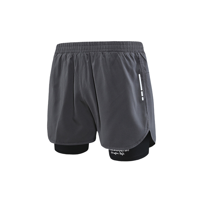 Pantaloni scurți de vară anti-ingordați, pantaloni casual pentru alergare și sport pentru bărbați, căptușeală fitness cu uscare rapidă, unghi plat dublu_voghion.com