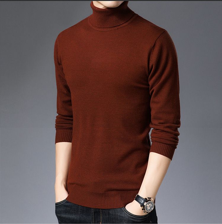 Maglione da uomo con collo alto, caldo maglione invernale in morbida lana, vestibilità comoda, a maniche lunghe, con collo alto._voghion.com