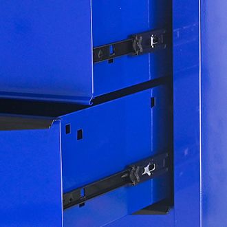 4 Drawers Multifunctional Tool Cart With Wheels,Metal Rolling Tool Cart Storage For Garage Workshop Warehouse Repair Shop--With Stainless Steel Roof- BLACK&BLUE_voghion.com