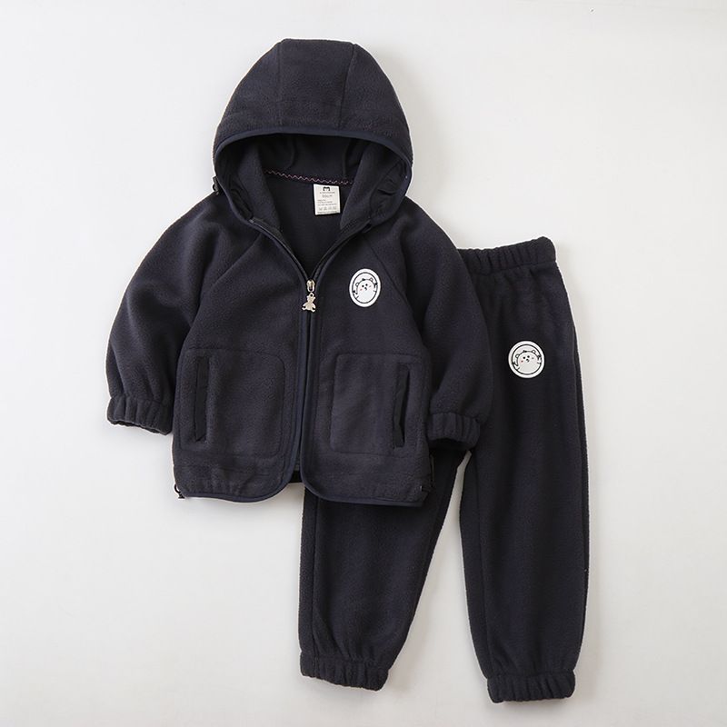 Kids' Cartoon Hooded Fleece Set – Soft Long-Sleeve Jacket & Pants (80-120cm, 4 Colors)_voghion.com