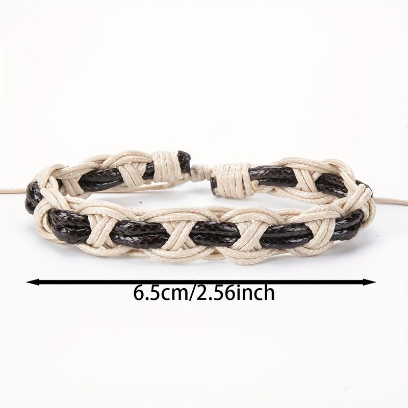 1 einfaches, modisches, handgewebtes Lederarmband aus Wachsseil, geeignet für Halloween, für Männer und Frauen_voghion.com