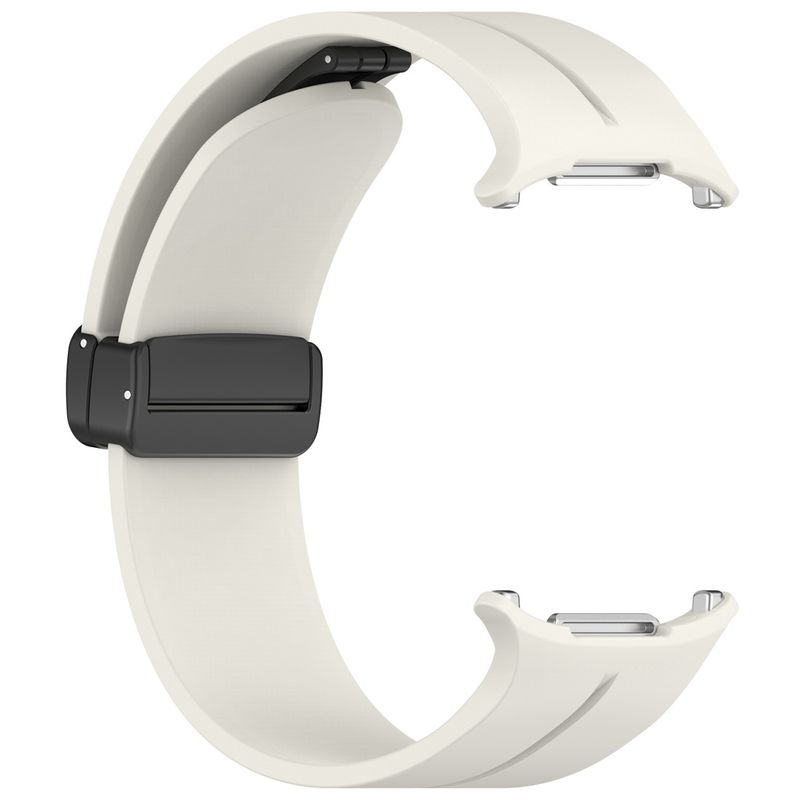 För Samsung Galaxy Watch Ultra 47 mm magnetiskt vikbart spänne silikon klockband (gräddvit)_voghion.com