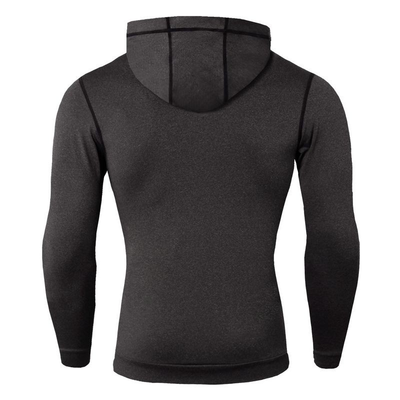 Men's Thermal Breathable Compression Top, Reflective Long Sleeve Workout Shirt With Quick-Dry Fabric_voghion.com