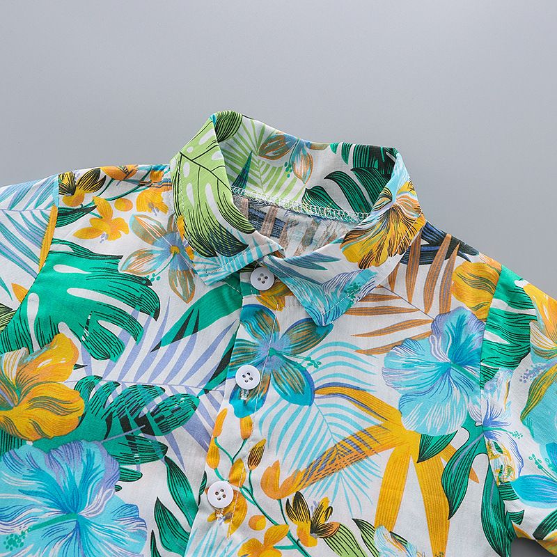 2024 Leaf Kuerzärmlech Shorts Baby Summer Cool Moud Shirt Zwee-Stéck Set_voghion.com