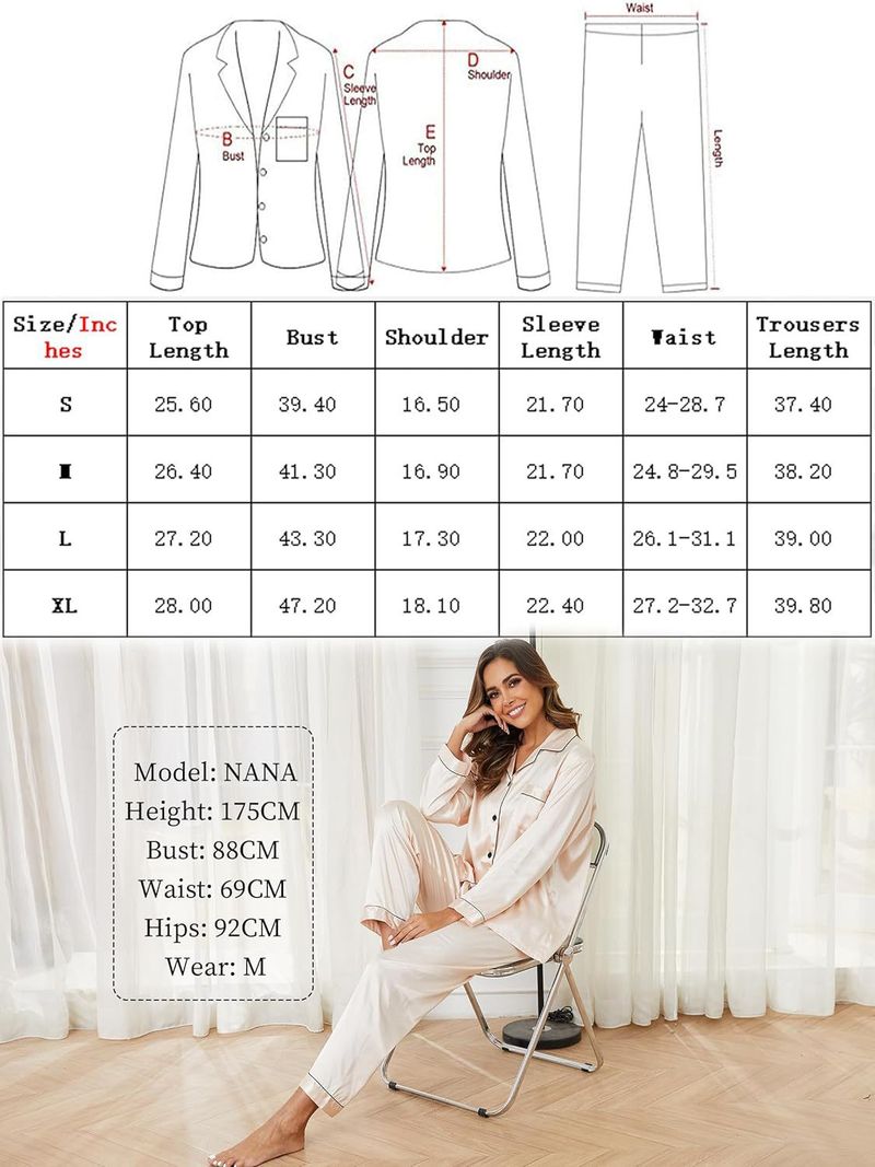 Grenzüberschreitende unabhängige Station Neue Ice Silk Pyjamas Damen Zweiteiler Langarm Seide Plus Size Damen Homewear_voghion.com