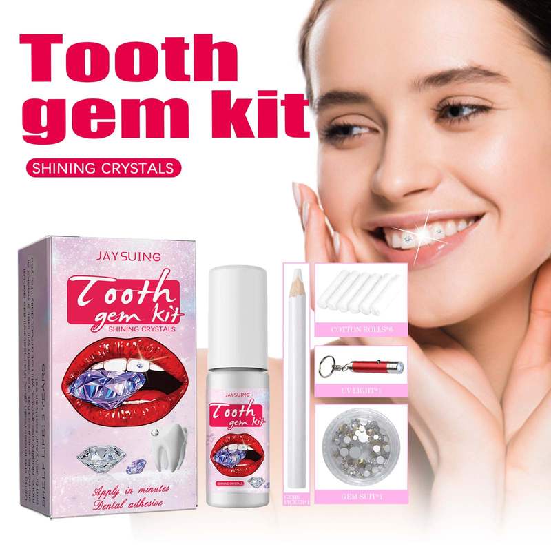Tooth Kit Jaysuing Tooth Jewelry Shiny Sticker Spicy Girl Jewelry Easy to Remove and Install Crystal Dental Drill_voghion.com