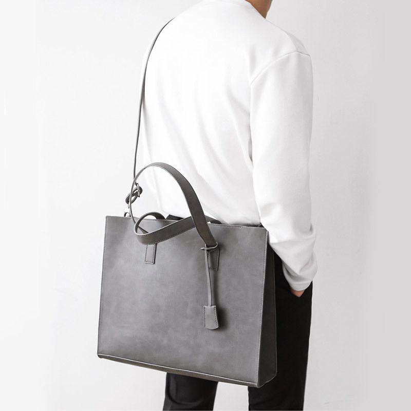 2022 Summer New Business Travel Leather Tote With Zipper Trendy Crossbody Handbag Unisex Shoulder Bag_voghion.com