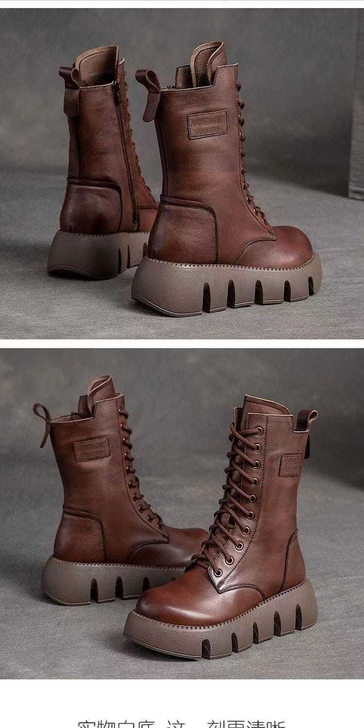 Winter Nieuwe High Barrel Martin Dikke Zool Warme Vrouwen Casual Mode Veelzijdige Veterschoenen Katoenen Laarzen Voor Vrouwen_voghion.com