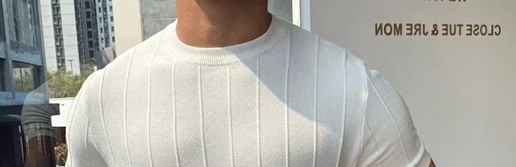 Férfi ruházat Póló férfi nyári új kerek nyakú póló félujjú férfi rövid ujjú vékony változatú alsó ing gyapjú póló_voghion.com