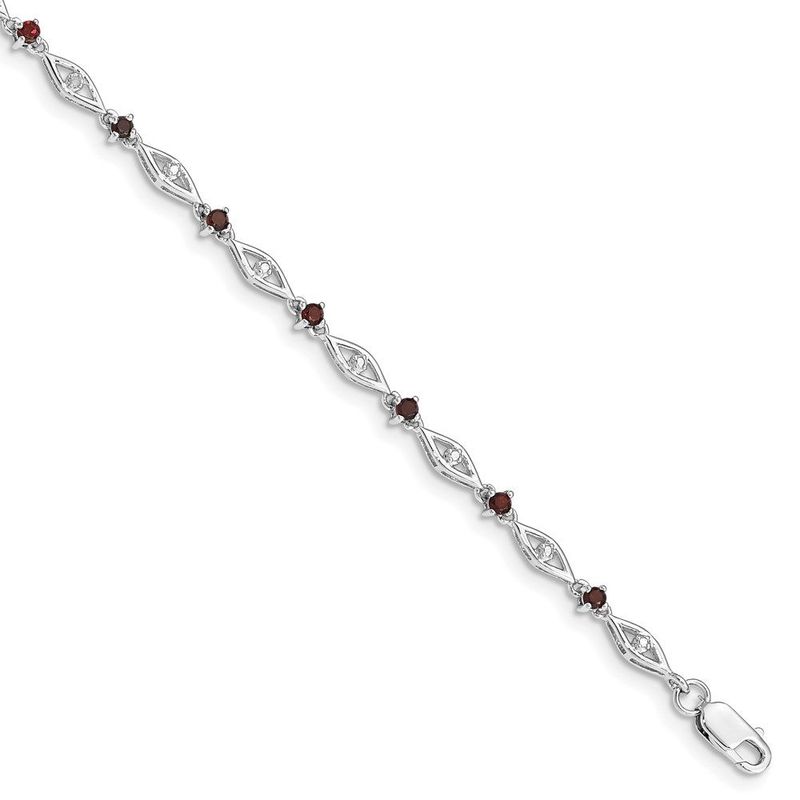Sterling Silver Rhodium-plated Garnet Diamond Bracelet_voghion.com