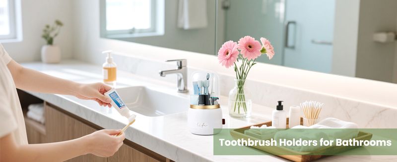 Rotating 7-Slot Toothbrush Holder With Drain - Electric Brush Storage_voghion.com