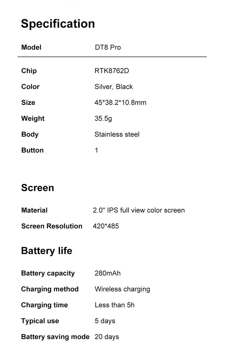 Dt8pro Bluetooth Call Smartwatch 2.0 "HD Duży ekran Monitor Monitor Tryb Multi-Sportowy Zegarek_voghion.com