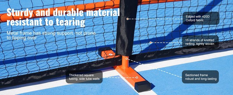 VEVOR Pickleball Net Set, 22FT Regulation Size Portable Pickleball System With Carrying Bag & Balls & Paddles, Weather Resistant Steady Metal Frame & Strong PE Net, For Outdoor Backyard Driveway_voghion.com