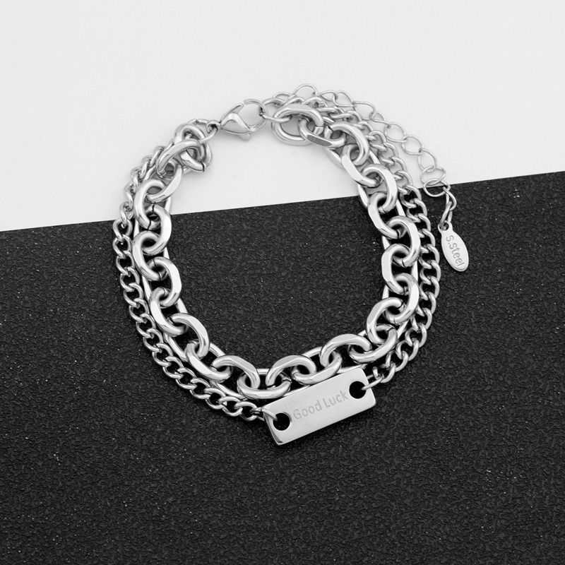 Punk High-end Simple And Elegant Trendy Personality Cool Hip-hop Cuban Men's Titanium Steel Bracelet_voghion.com