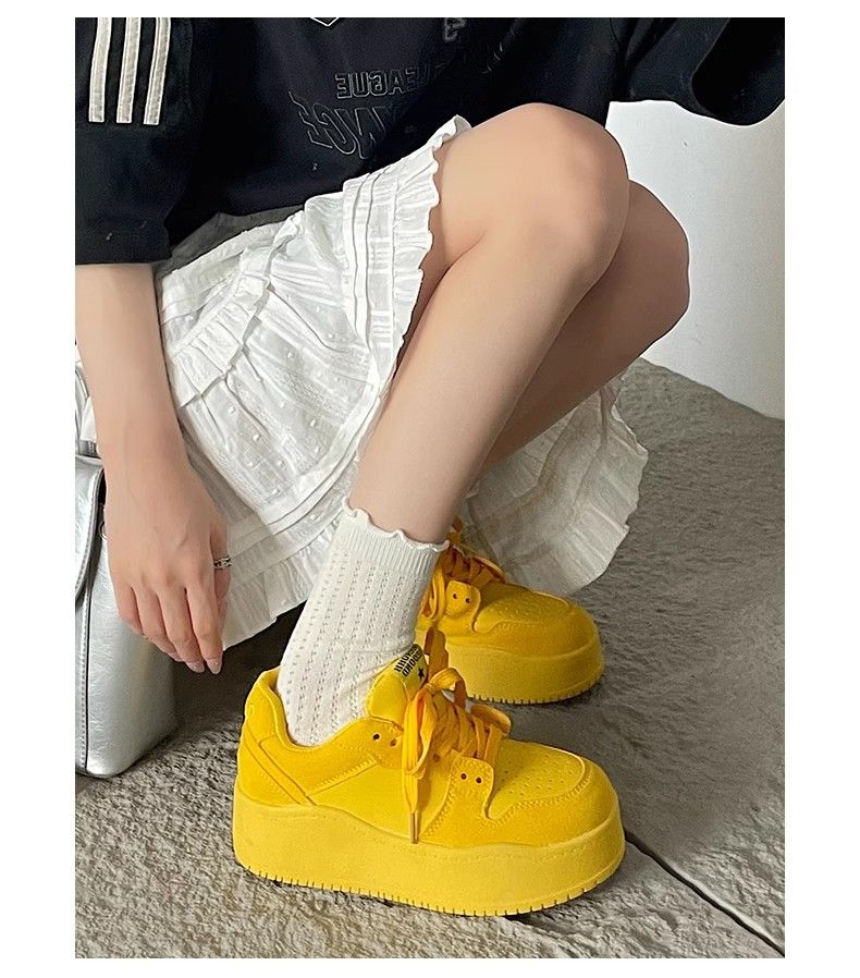 Damesko 2025 Sommer Ny Mode Dopamin Tykk Bund Forhøjende Dame Åndbare Casual Sko_voghion.com