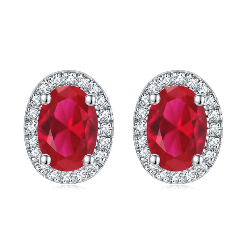 Orecchini in argento sterling S925 con pietre preziose colorate ovali per donna, orecchini di alta qualità all'ingrosso per il compleanno dei dodici anni_voghion.com