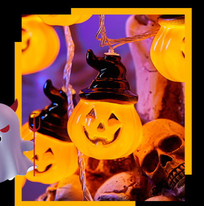 Halloween LED Pumpkin Ghost Eye Bat Small Colorful String Atmosphere Decoration Lights_voghion.com