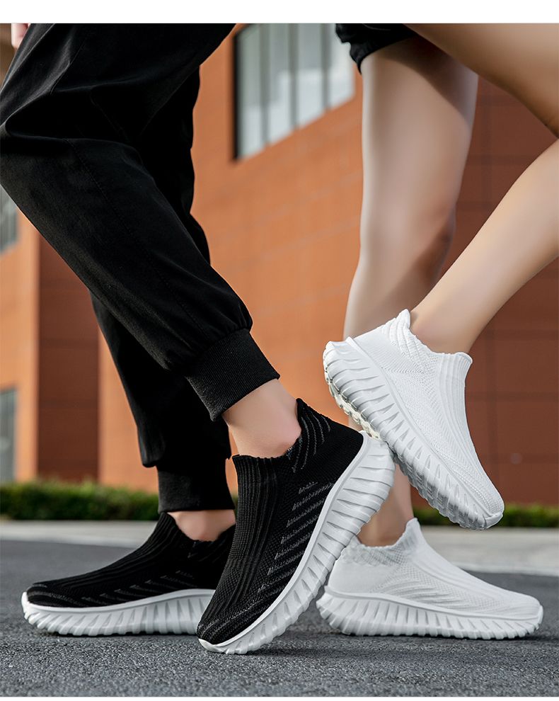Green Platform Knit Sneakers Men Women Trainers Breathable Socks Men's Running Shoes Comfortable Slip-on Women's Sports Shoes_voghion.com