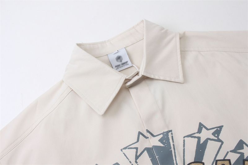 Camicia da uomo a maniche lunghe con stampa di lettere, ampia e casual, stile vintage_voghion.com