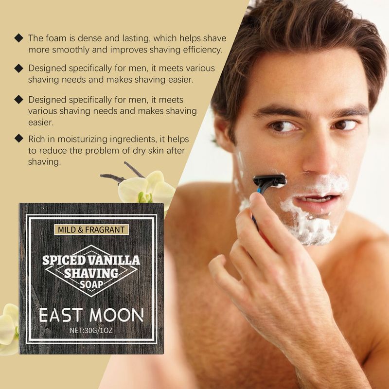 Sapone da uomo alla vaniglia East Moon, schiuma delicata, esperienza di rasatura confortevole, cura delicata della pelle_voghion.com