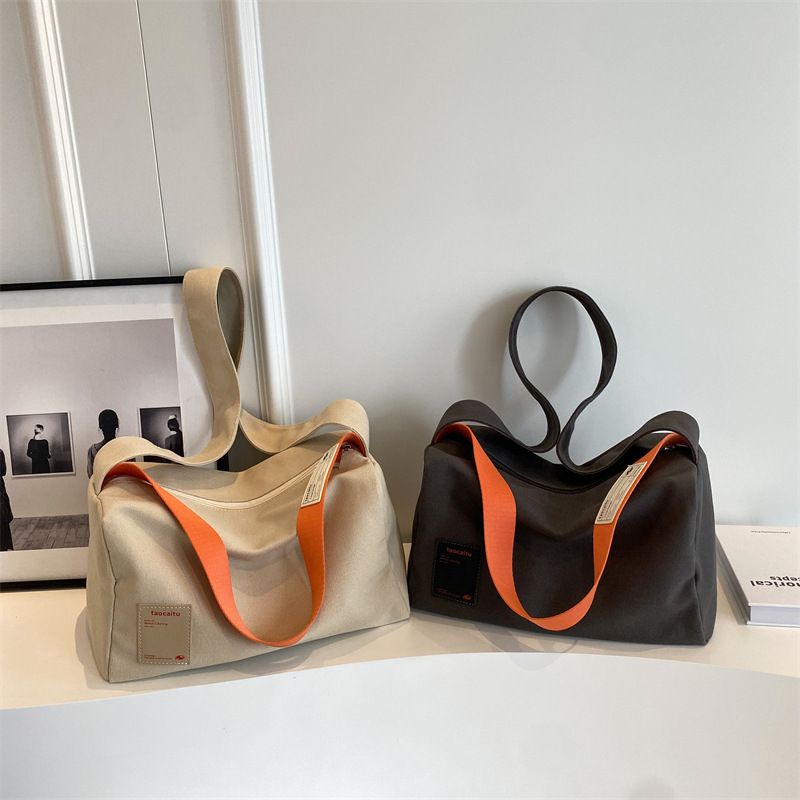 Grande capacidade nova bolsa de lona minimalista classe estudante bolsa diagonal de ombro único, bolsa de travesseiro feminina_voghion.com