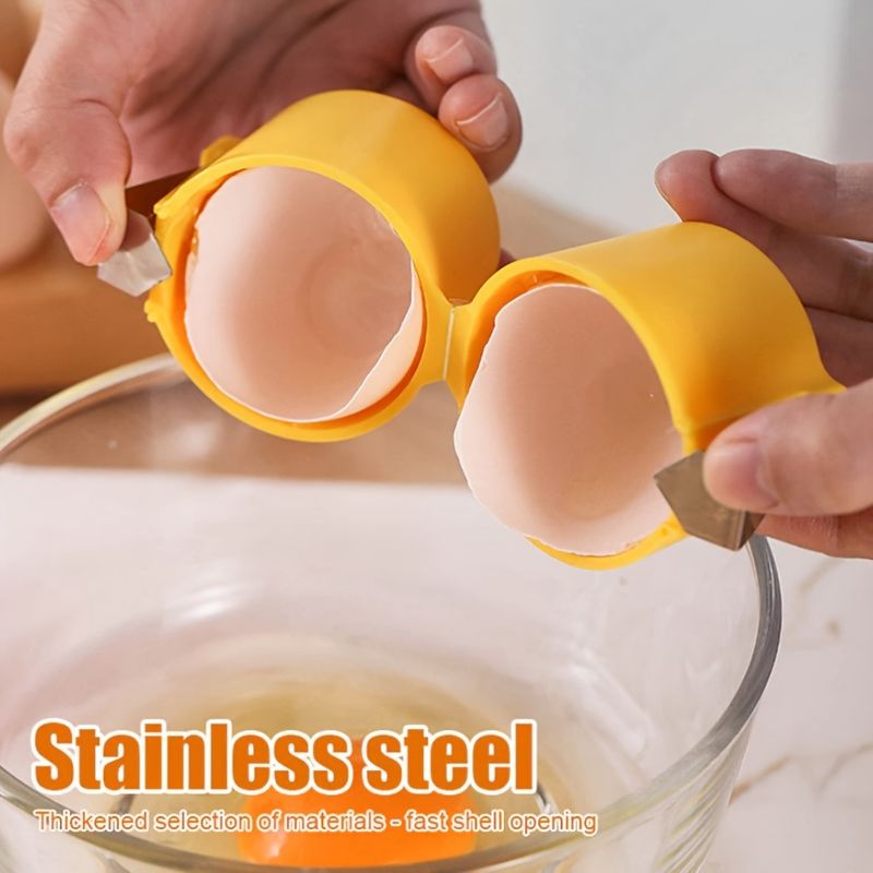 3-teiliger Eierschalentrenner aus Edelstahl – Schnelles Schälen und Eigelbtrenner, langlebiges Küchen- und Backutensil mit einfachem Griff_voghion.com
