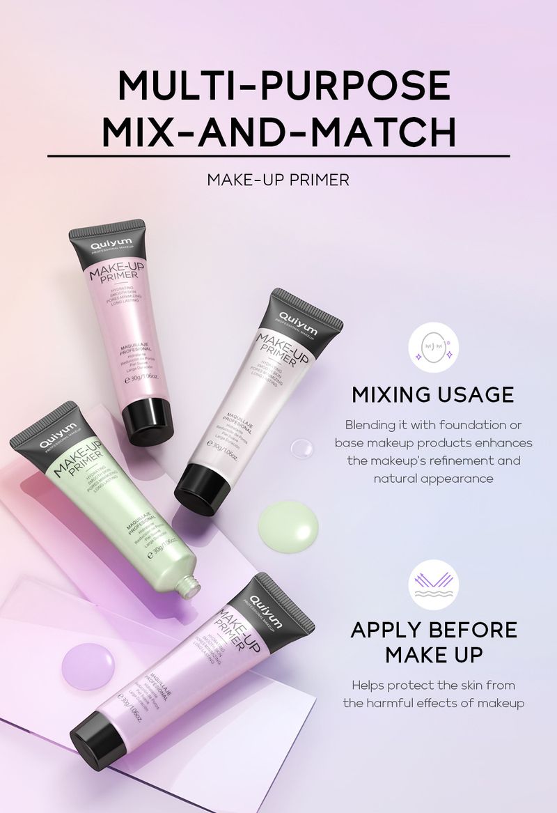 QUIYUM Makeup Primer 4 Kleuren (Kleurendoos) 30g Hydraterende en licht hydraterende hydraterende primer_voghion.com