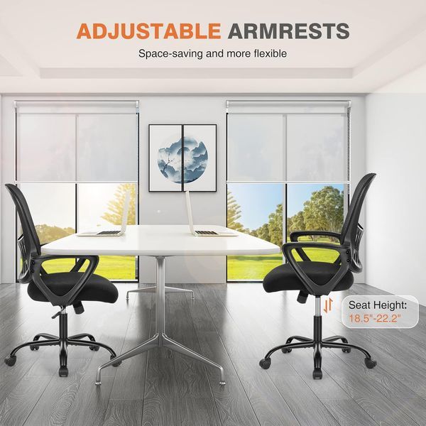 Home Office Computer Desk Chair, Managerial Executive Ergonomic Mid-Back Mesh Rolling Swivel Chair With Wheels, Comfortable Lumbar Support, Comfy Ar_voghion.com
