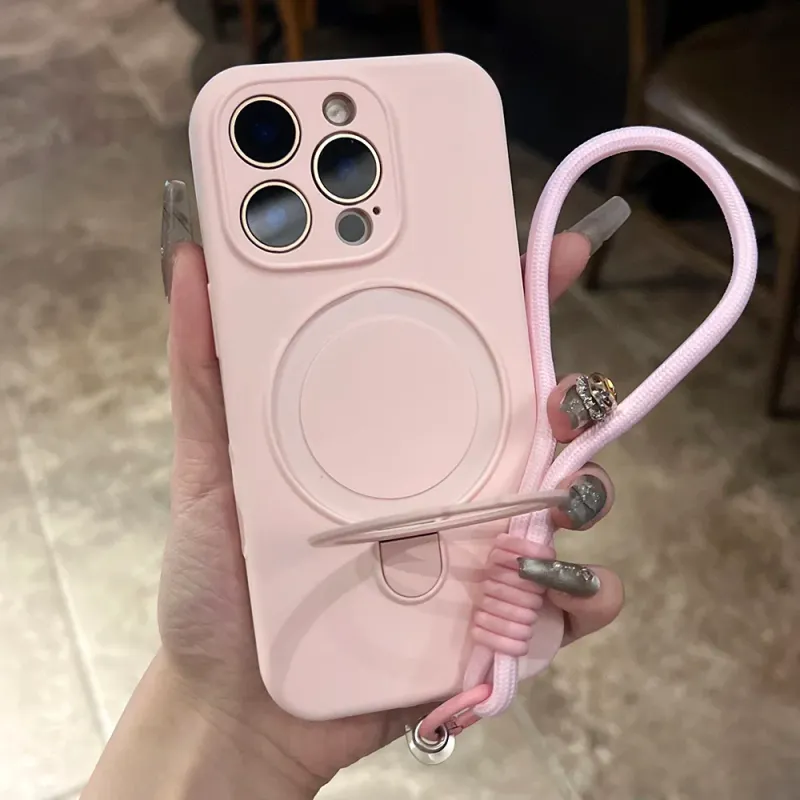 Original Liquid Silicone Soft Case For Iphone 16 15 14 Plus 13 12 11 Pro Max Metal Kickstand Holder For Lanyard_voghion.com