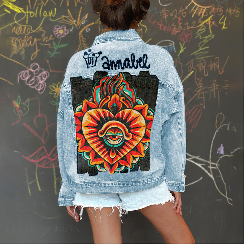 lässige Jeansjacke Street Fun Dark Series Damen-Jeansjacke_voghion.com