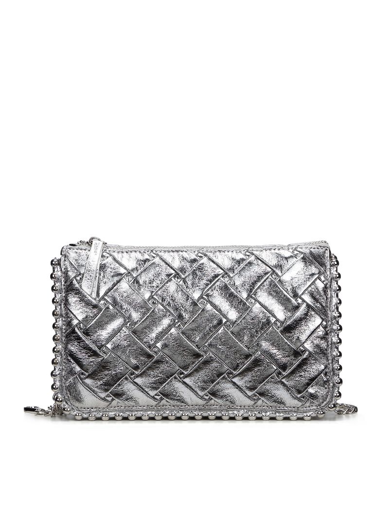 Borse da donna Nuove perline Piccola borsa quadrata Borsa a mano con perline Borsa a tracolla a catena Borsa a tracolla Punk Doppio scomparto Borsa da donna_voghion.com