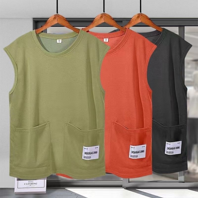 Maglietta senza maniche con gilet multitasche estivo, nuova, versatile, casual, da uomo_voghion.com
