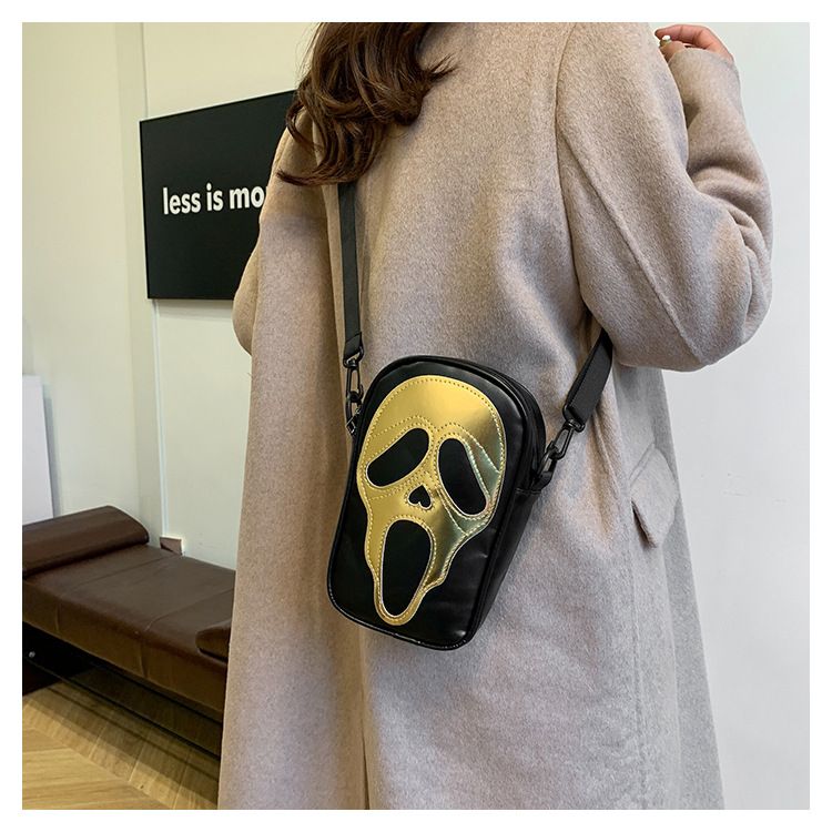 Funny Skull Crossbody Bag For Women - Gothic Halloween PU Shoulder Purse With Phone Pocket & Zipper Closure (Multiple Colors)_voghion.com