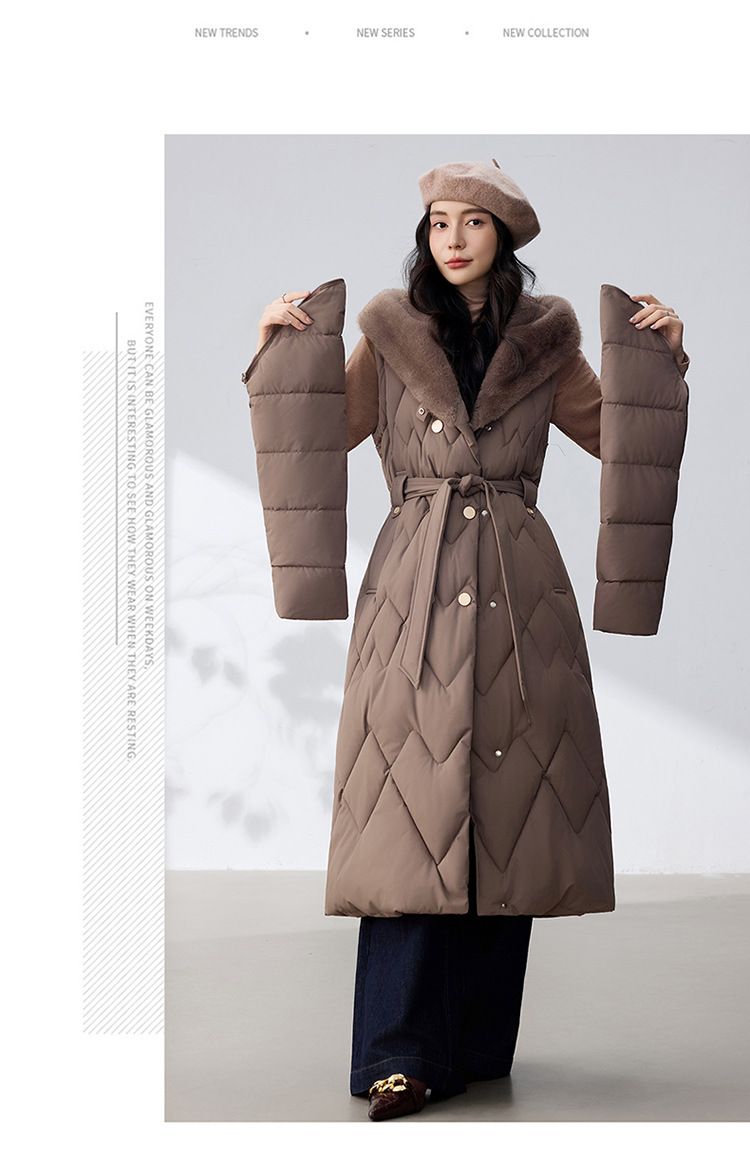 Damen Oversized Puffermantel mit Kapuze – Knielange Winterjacke in Schwarz/Khaki/Braun/Apricot/Armybraun (L-XXXXL)_voghion.com