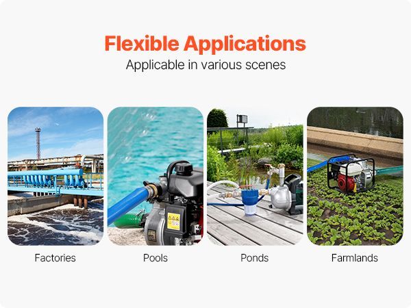 VEVOR Backwash Hose 2 In X 100 Ft Blue High Quality Hose Complete Fittings_voghion.com