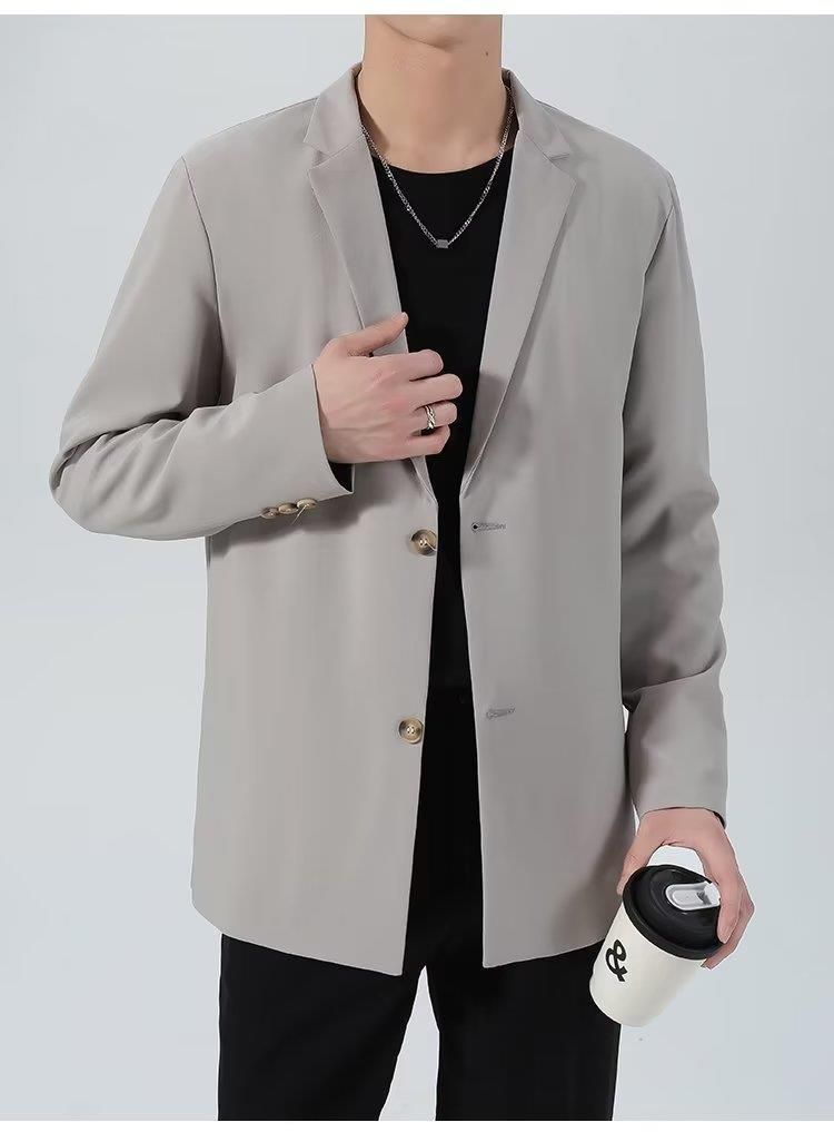 Veste blazer slim en velours côtelé pour homme - Veste de costume décontractée à simple boutonnage avec revers crantés, style décontracté, printemps-automne_voghion.com
