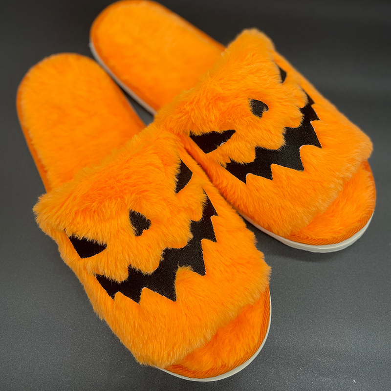 Grensoverschrijdende explosieve Halloween-pompoen Binnen- en buitenlandse handel Hot Products Pluche platte pantoffels_voghion.com