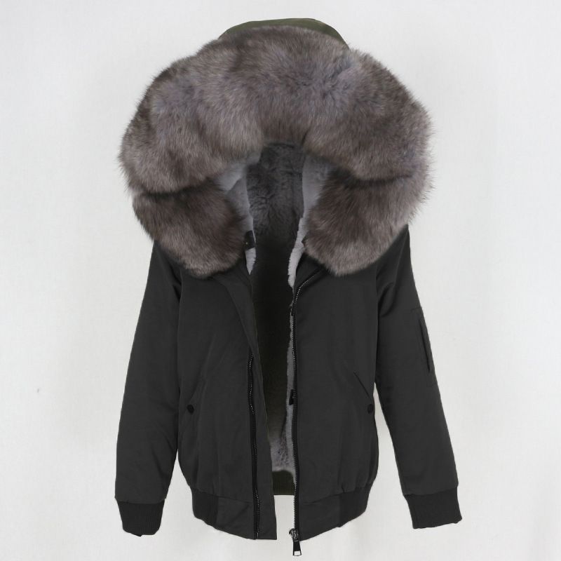 Women's Clothing New Style Parka With Thickened Artificial Fur Lining, Detachable Real Fur Large Fur Collar Jacket For Women_voghion.com