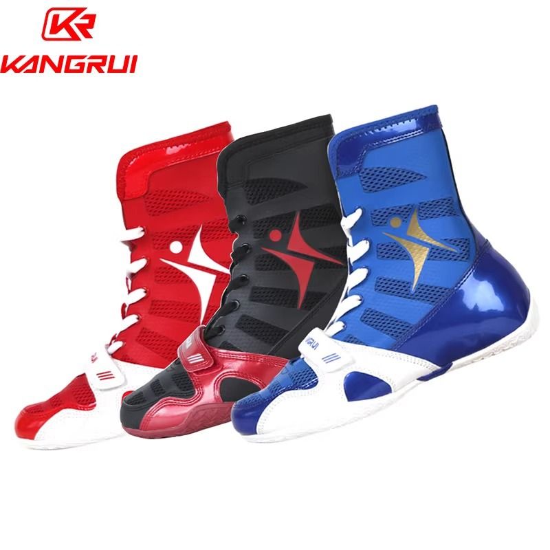 Sapatos masculinos Sapatos de boxe Kangrui Sapatos de luta livre masculinos Botas de combate Sapatos de luta Sapatos Sanda Sapatos de treinamento Competição profissional dedicada_voghion.com