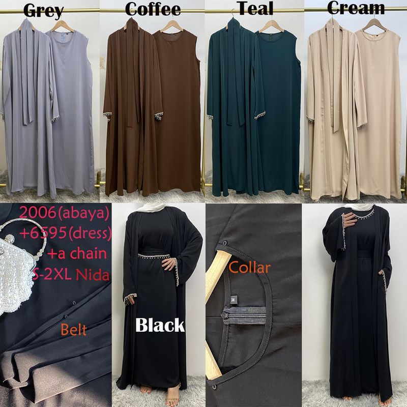 Müslüman Set Zarif Abaya Afrika Siyah Elbise Düğmeli Dubai Uzun Kadın Akşam Elbisesi Kaftan Fas Düğün Kaftan Ramazan_voghion.com