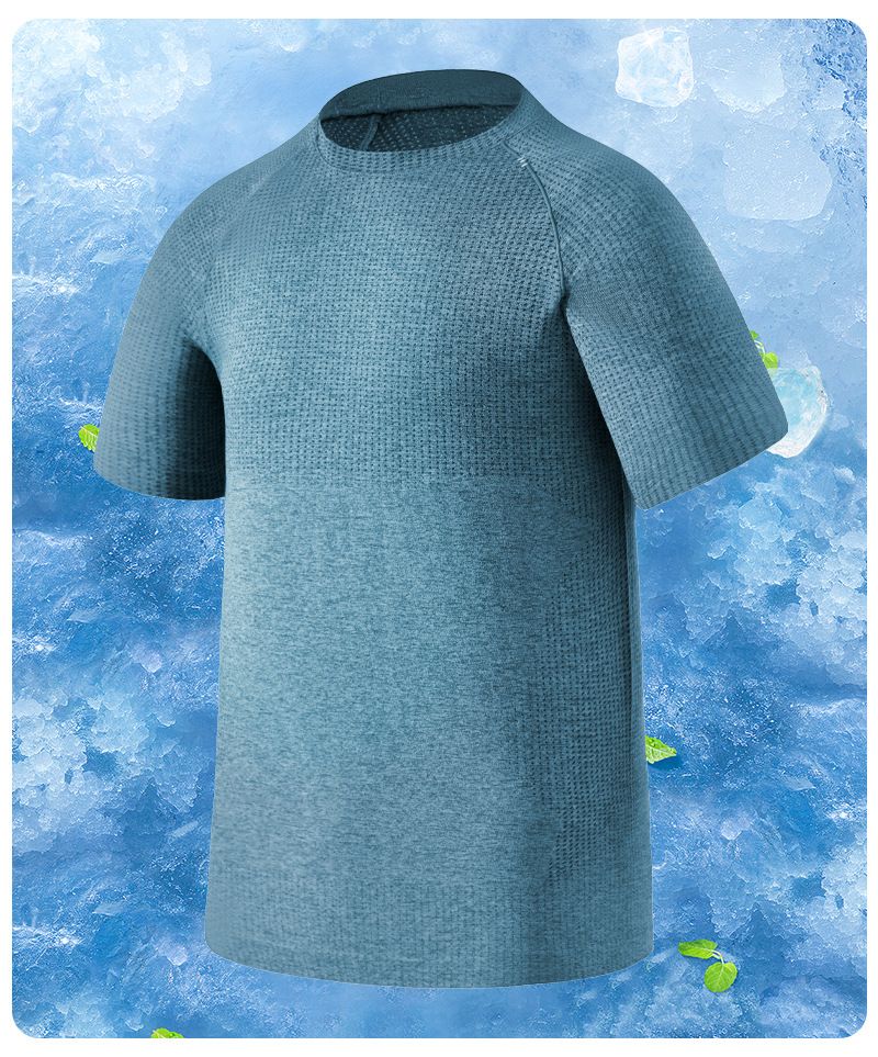Herrenbekleidung Herren Schnelltrocknendes Kurzarm-T-Shirt mit kationischem Fitness- und atmungsaktivem Rundhalsausschnitt für den Sommer_voghion.com